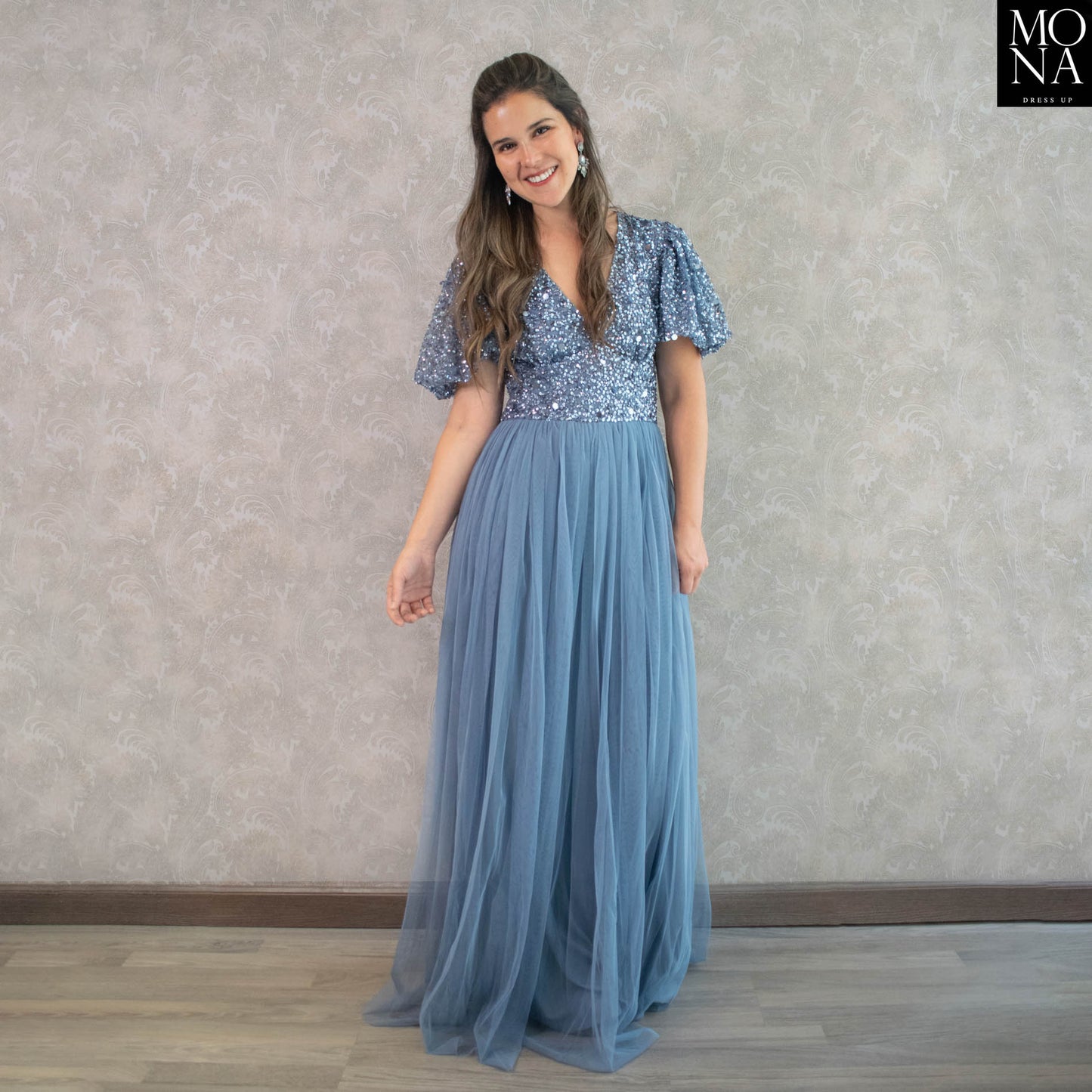 VESTIDO LARGO ALICIA AZUL VELA