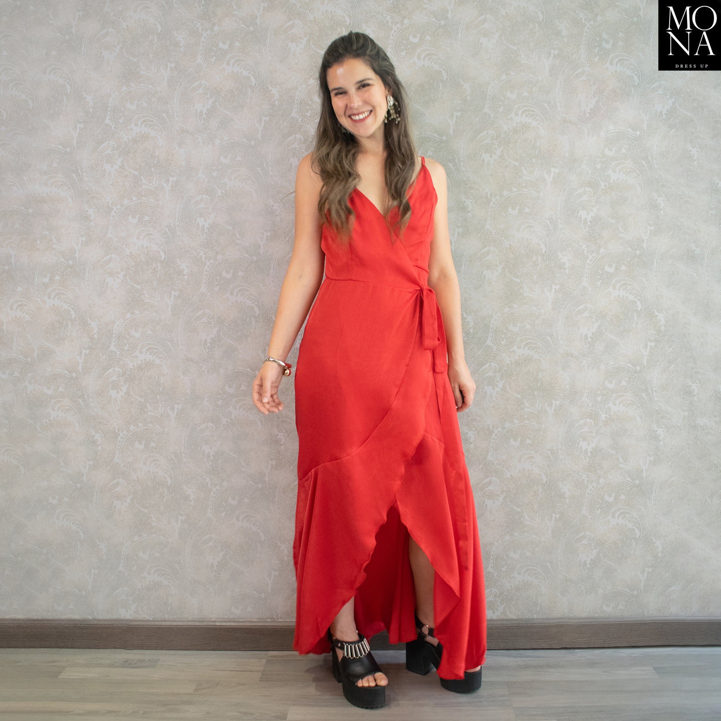 VESTIDO LARGO ISABEL ROJO