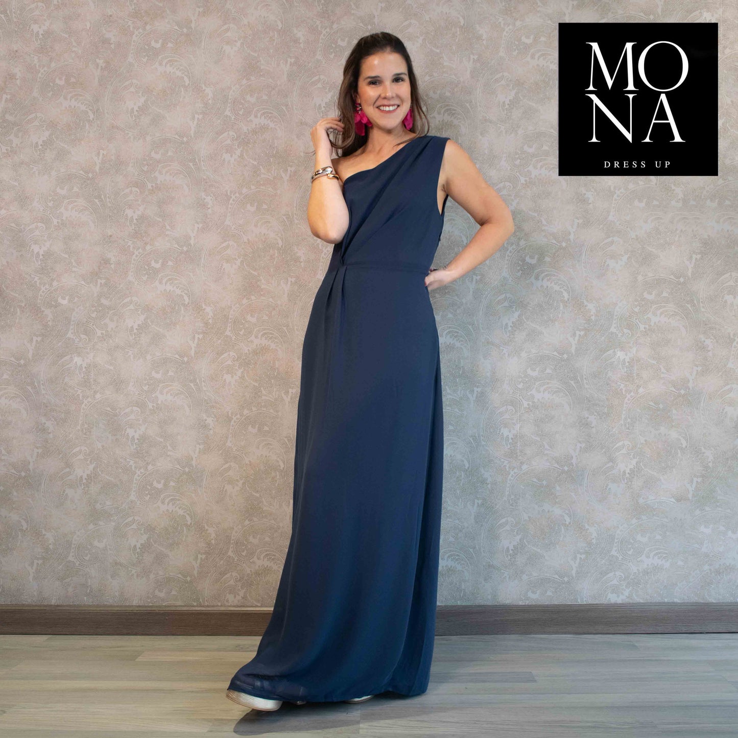 VESTIDO LARGO NILA AZUL MARINO