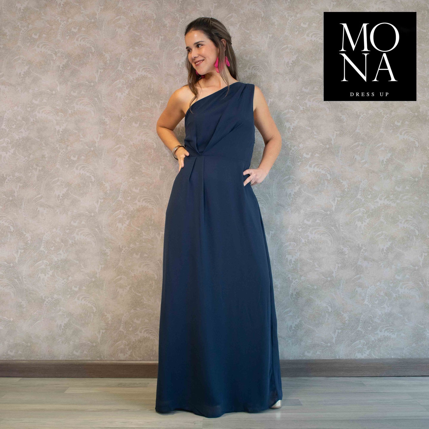 VESTIDO LARGO NILA AZUL MARINO