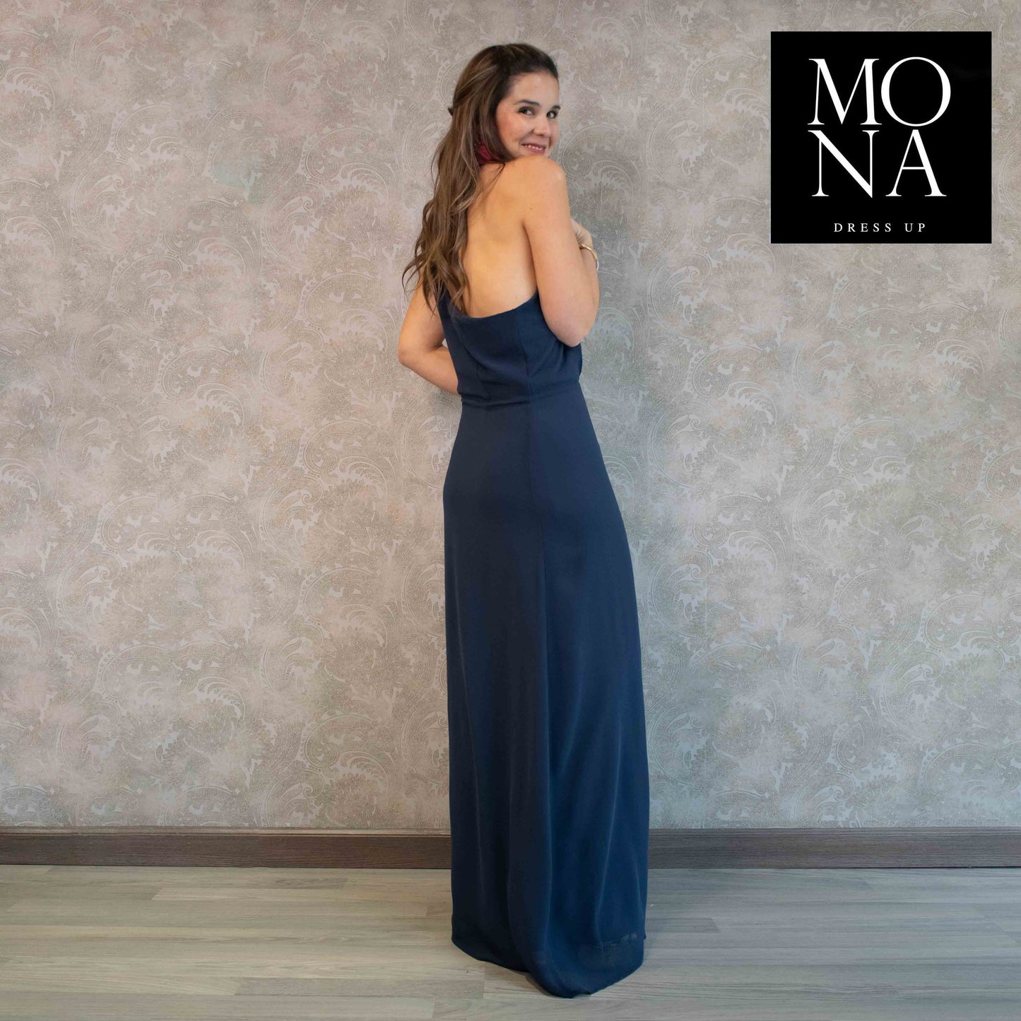 VESTIDO LARGO NILA AZUL MARINO