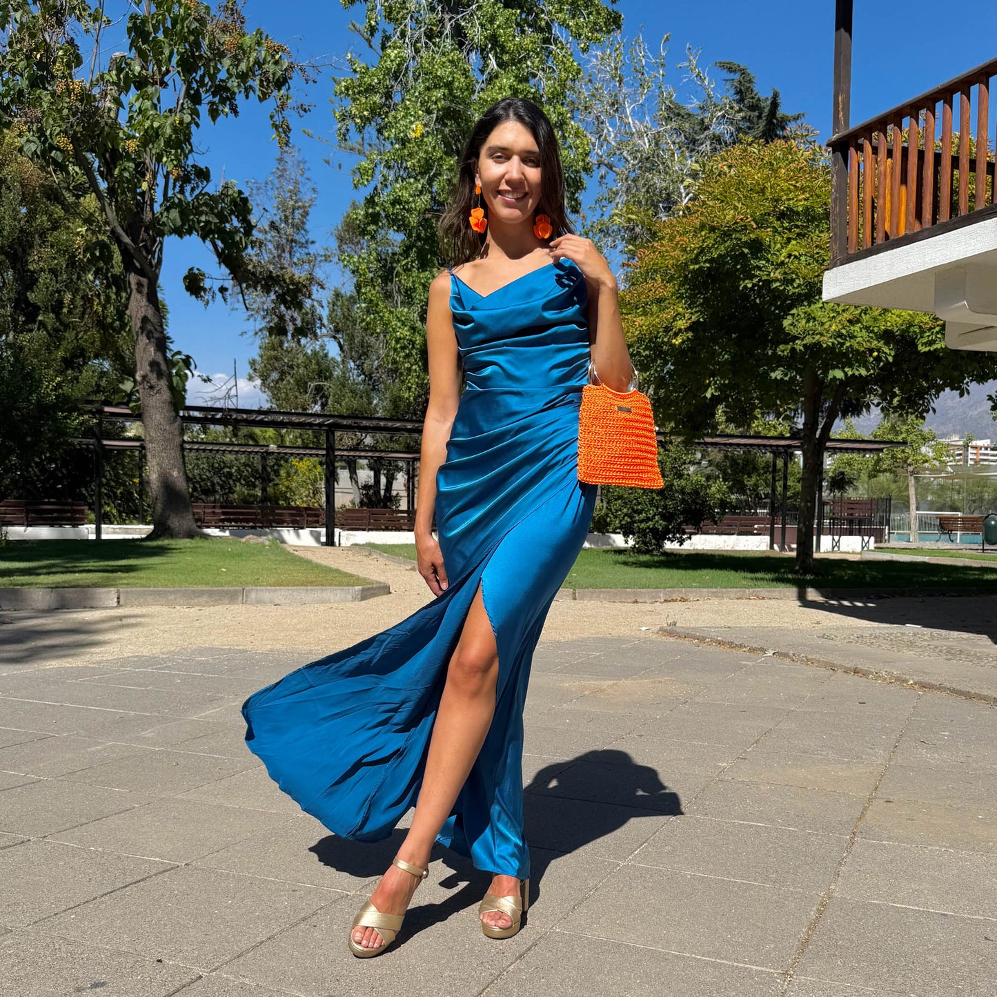 VESTIDO LARGO XIMENA TURQUESA