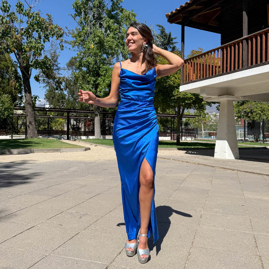 VESTIDO LARGO XIMENA AZULINO