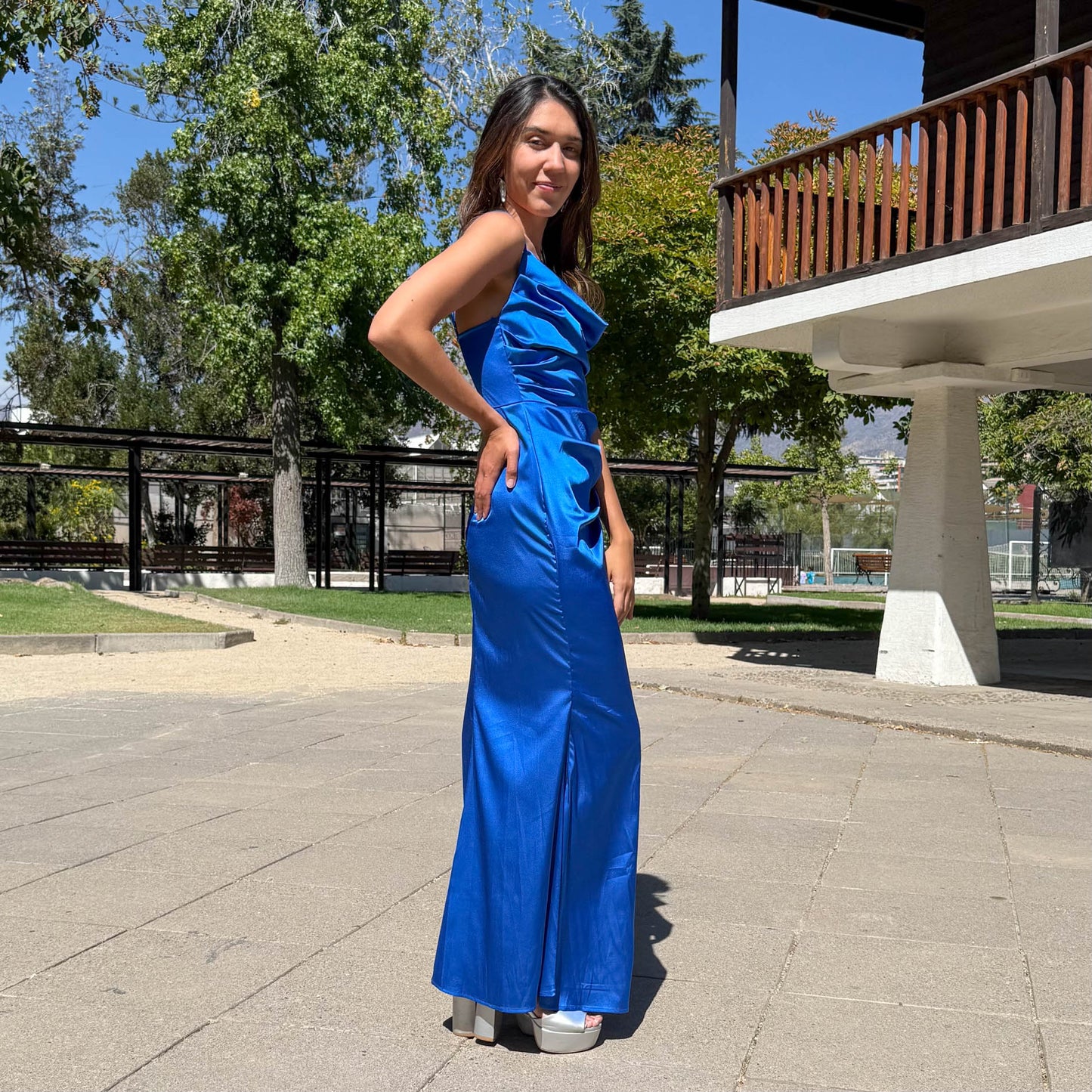 VESTIDO LARGO XIMENA AZULINO