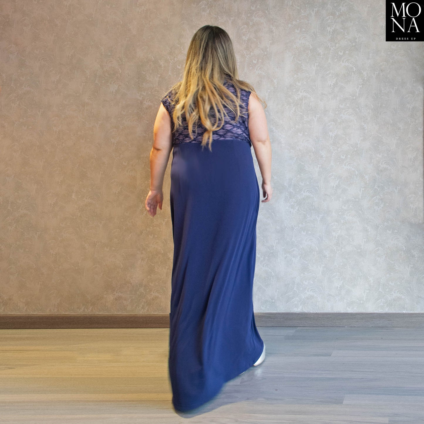 VESTIDO LARGO ADELA AZUL PROFUNDO