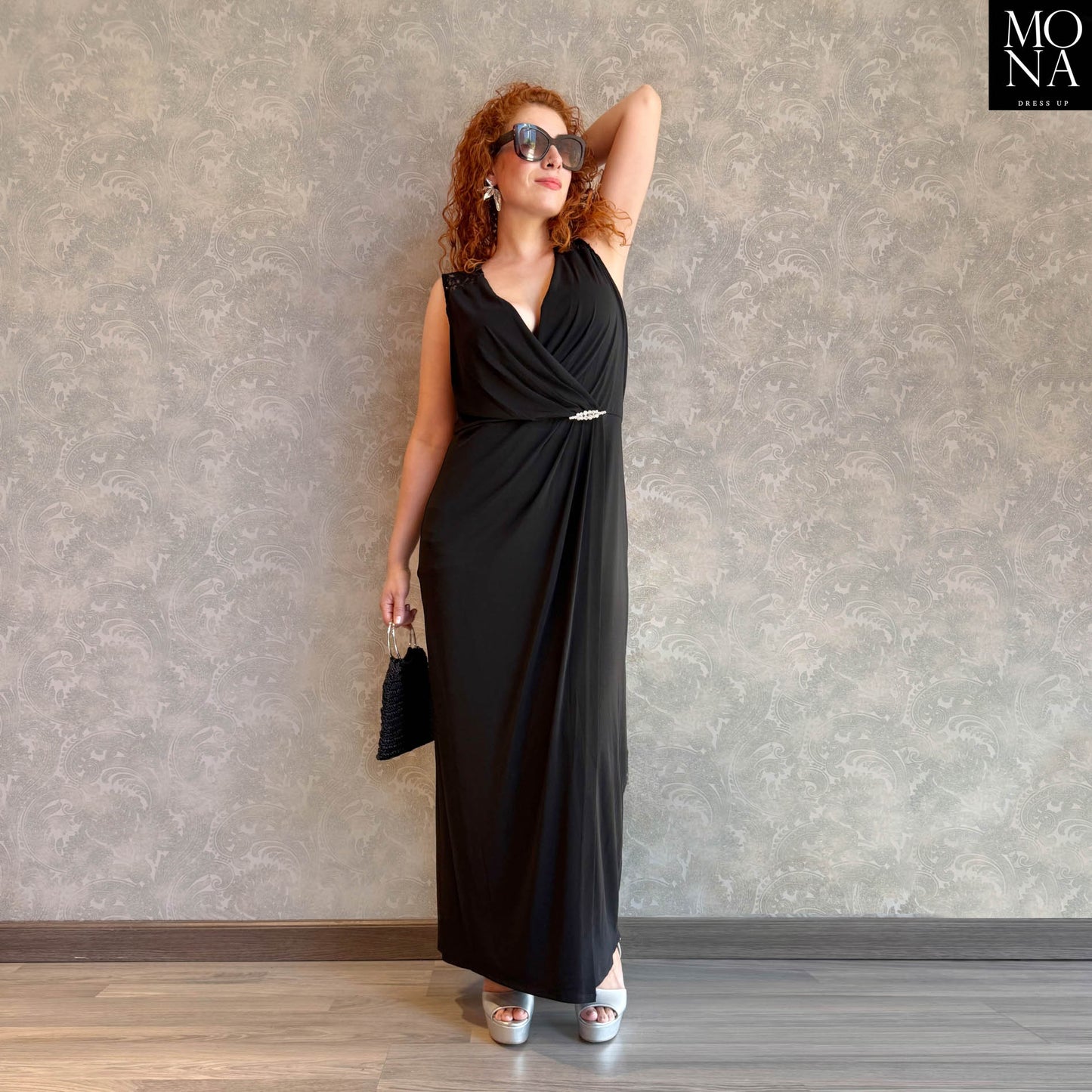 VESTIDO LARGO VERONICA NEGRO