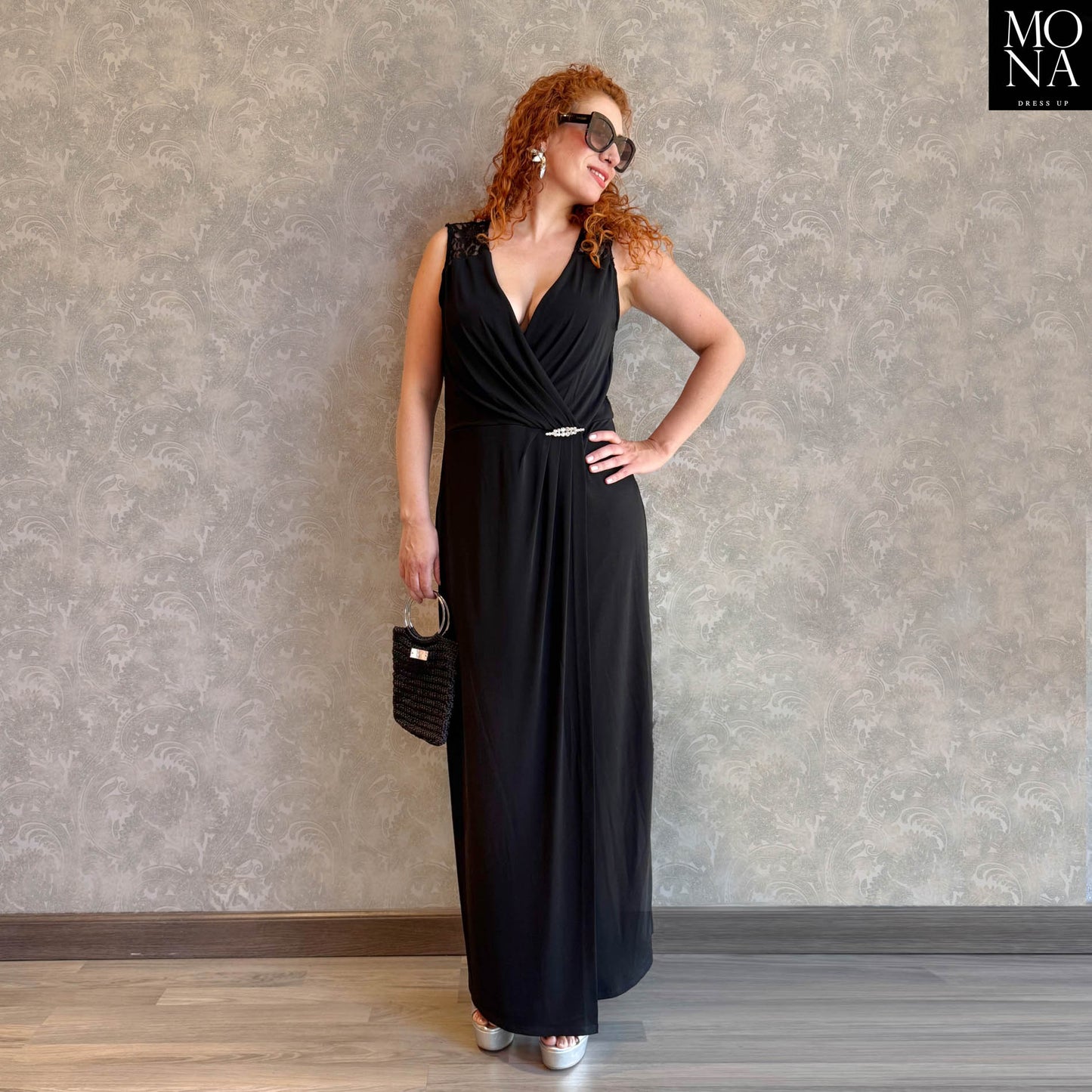 VESTIDO LARGO VERONICA NEGRO