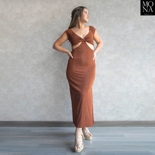 VESTIDO LARGO RAFAELA CAFE