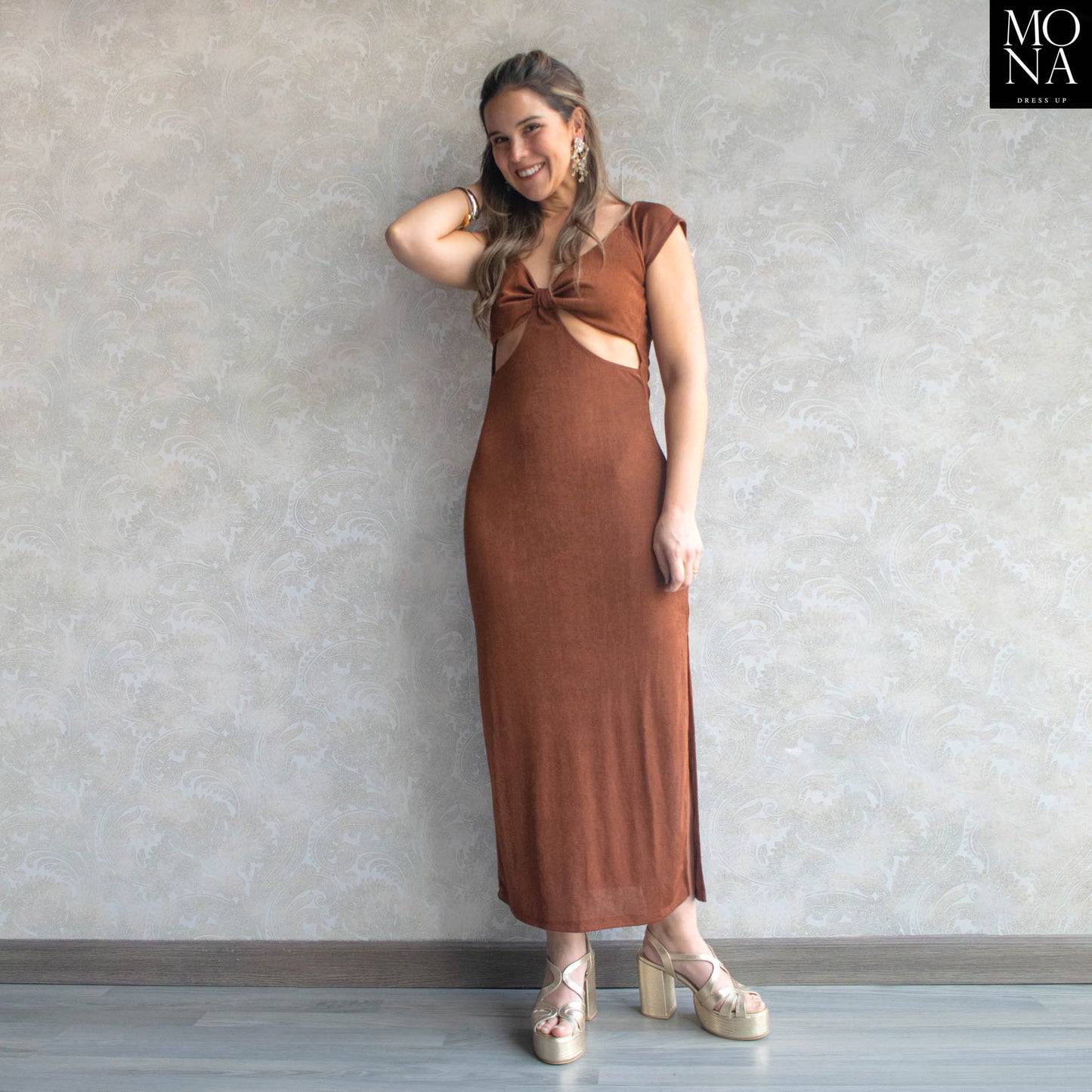 VESTIDO LARGO RAFAELA CAFE