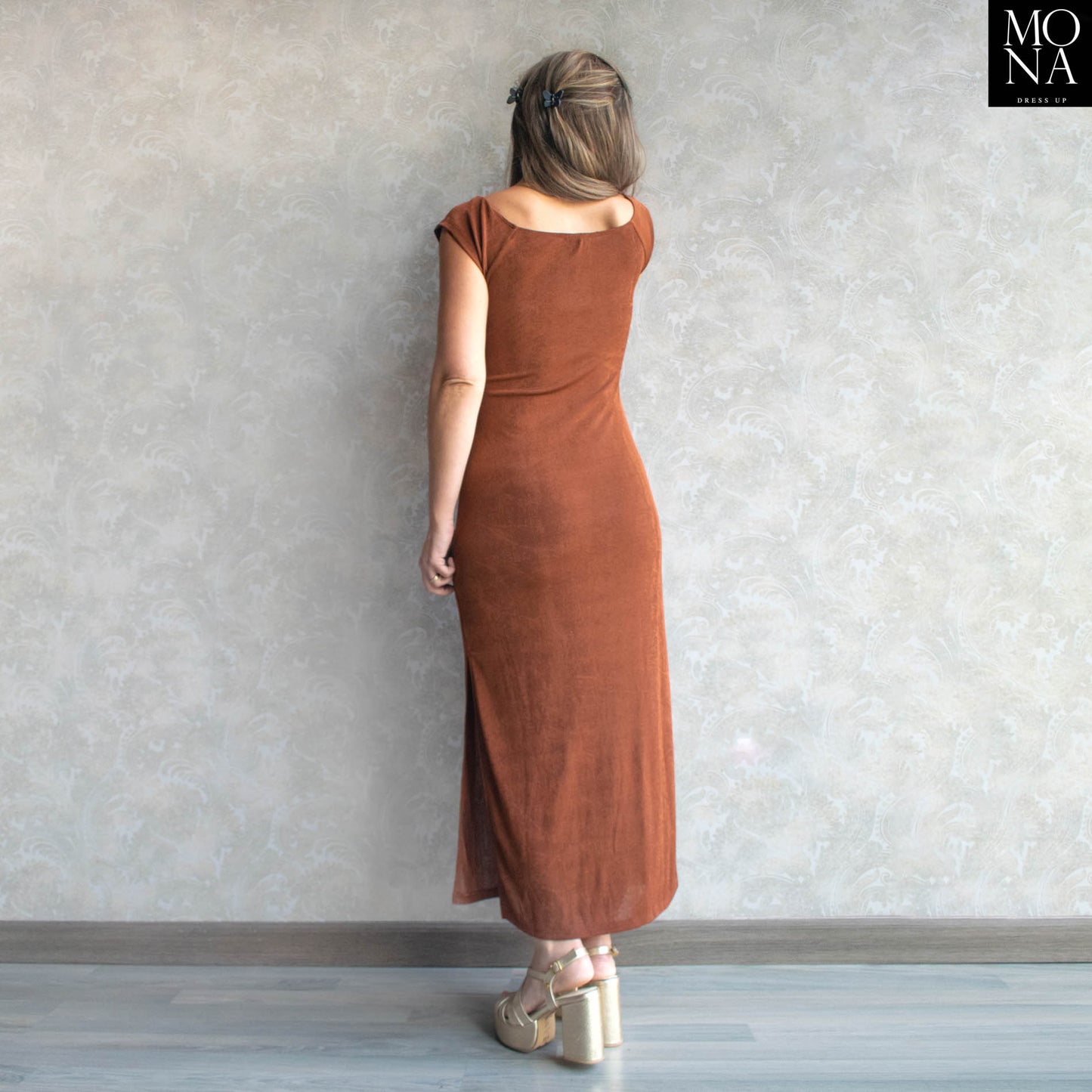 VESTIDO LARGO RAFAELA CAFE
