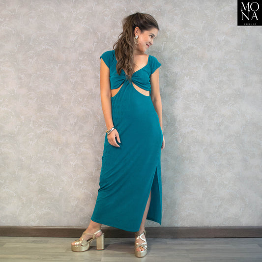 VESTIDO LARGO RAFAELA TURQUESA