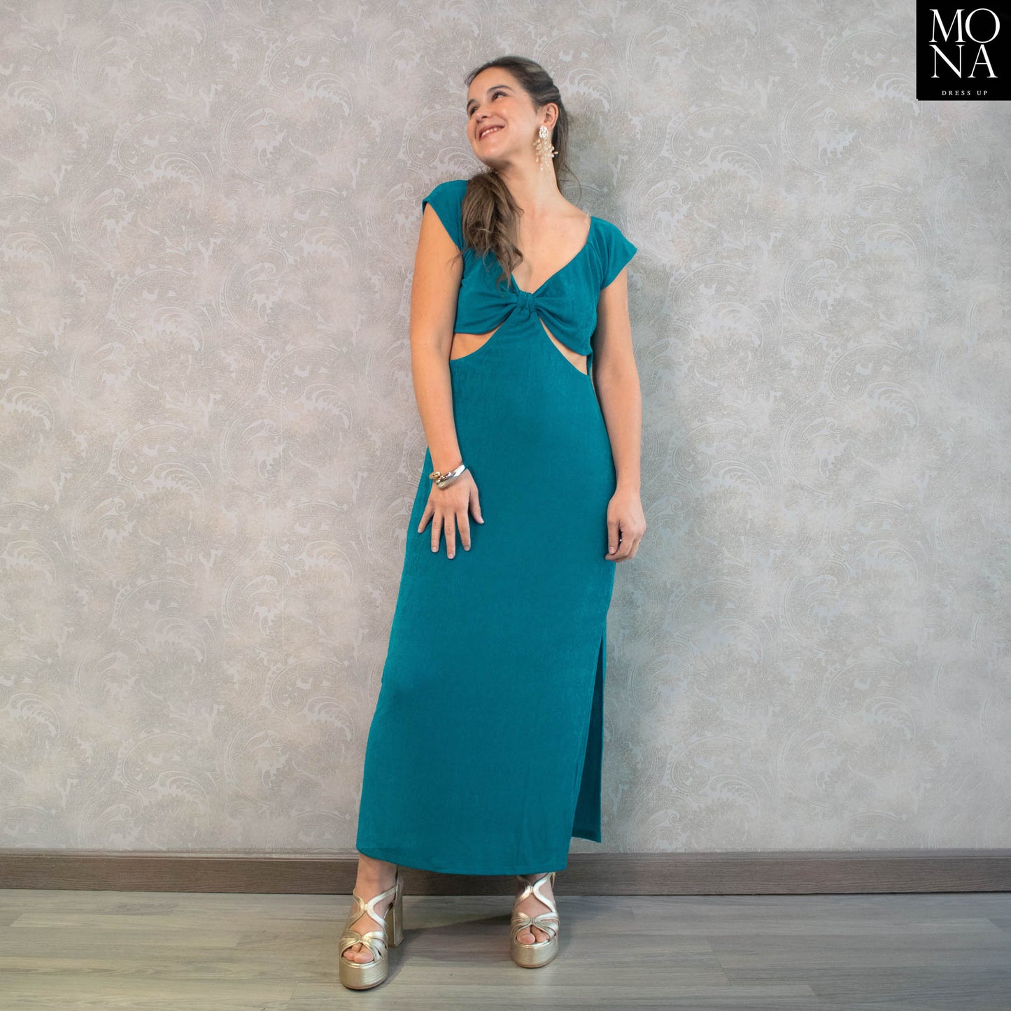 VESTIDO LARGO RAFAELA TURQUESA
