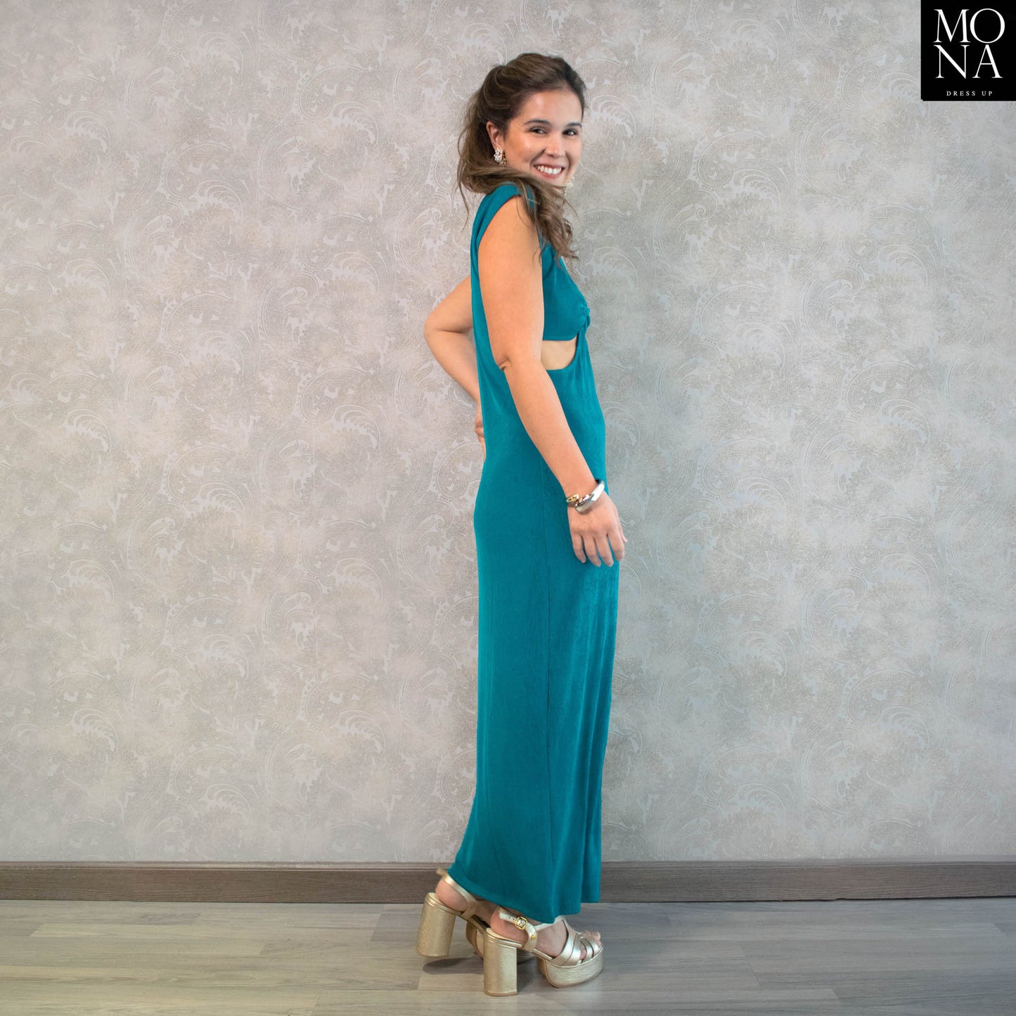 VESTIDO LARGO RAFAELA TURQUESA
