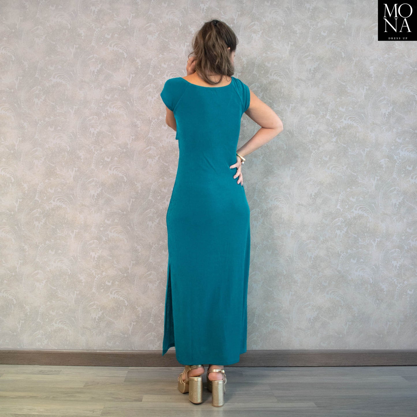 VESTIDO LARGO RAFAELA TURQUESA