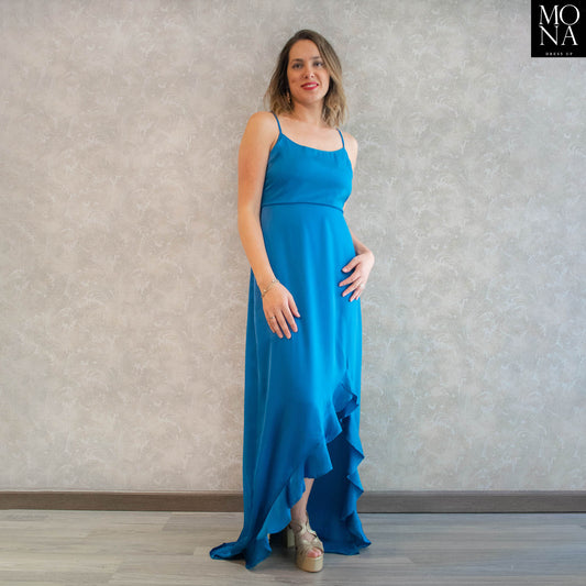 vestido largo turquesa