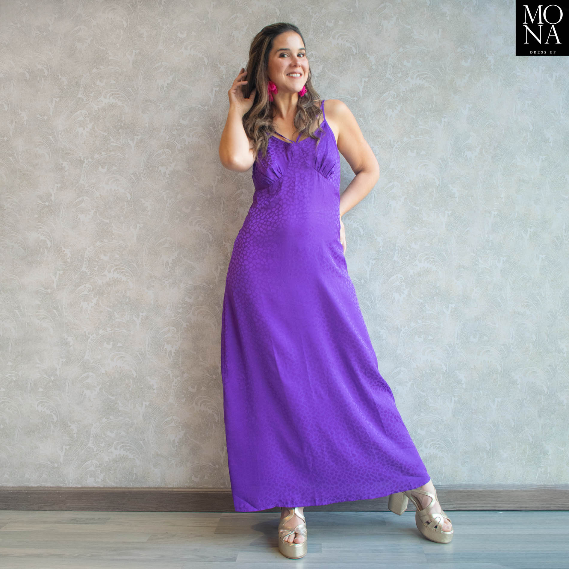 vestido largo morado