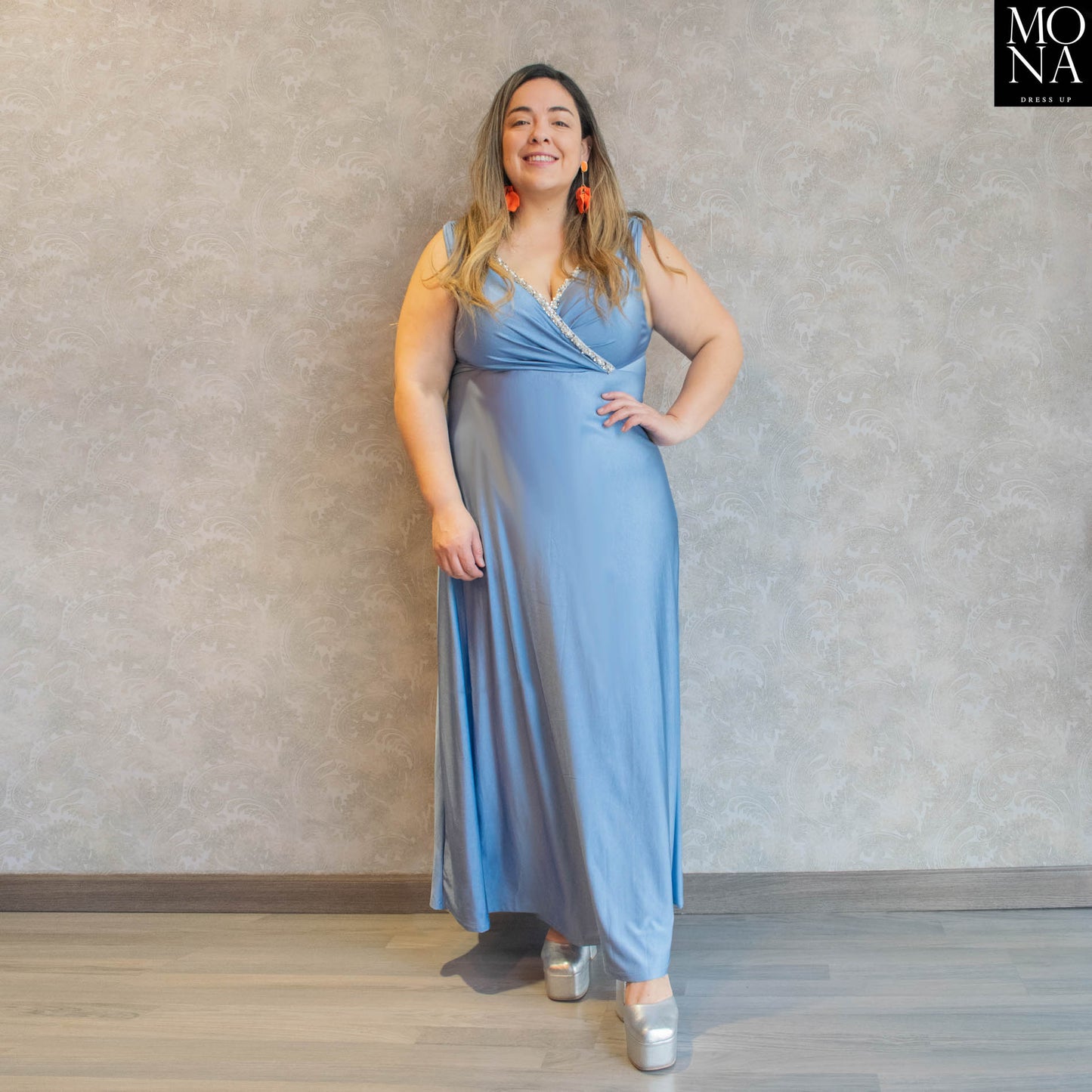 VESTIDO LARGO MARILU CELESTE