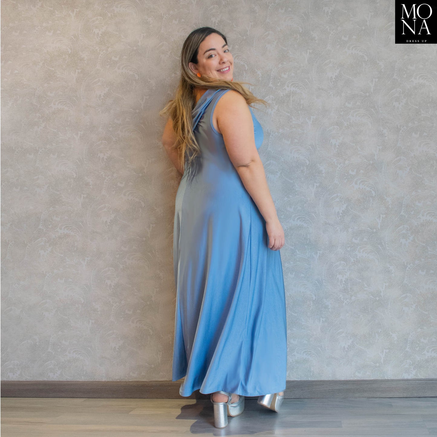 VESTIDO LARGO MARILU CELESTE