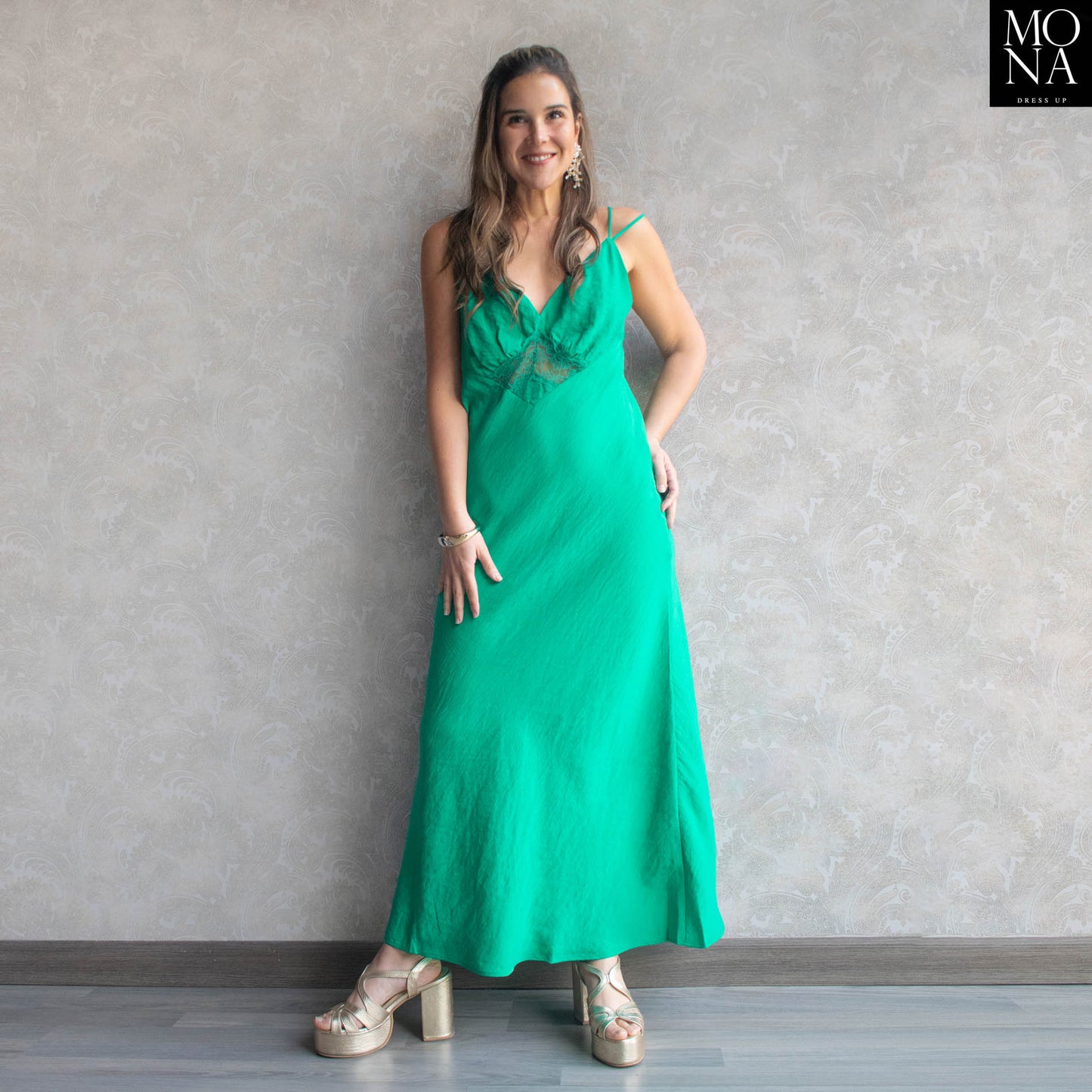 VESTIDO LARGO LEONOR VERDE