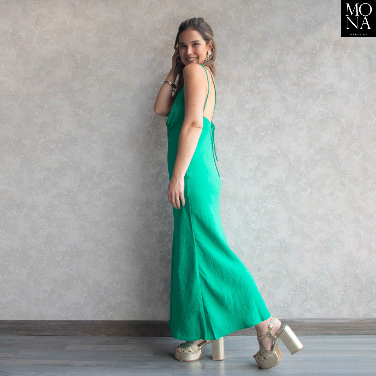 VESTIDO LARGO LEONOR VERDE