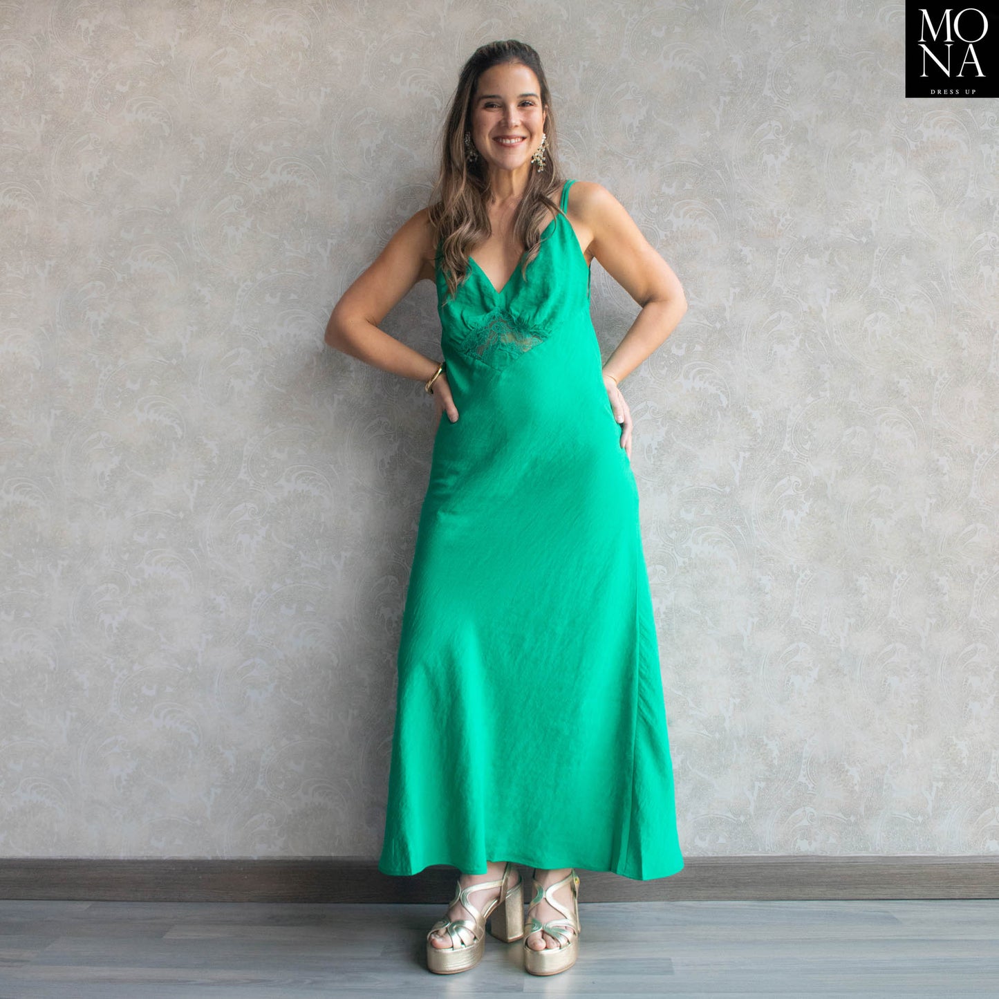 VESTIDO LARGO LEONOR VERDE