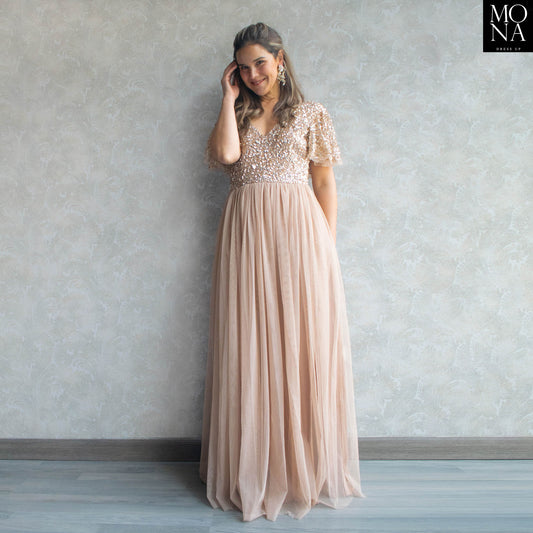 VESTIDO LARGO BEGOÑA TOSTADO