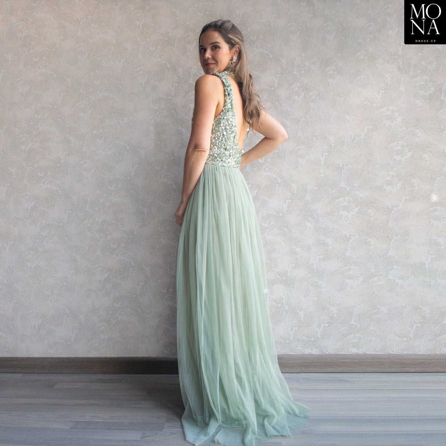 VESTIDO LARGO ARANZAZU VERDE AGUA