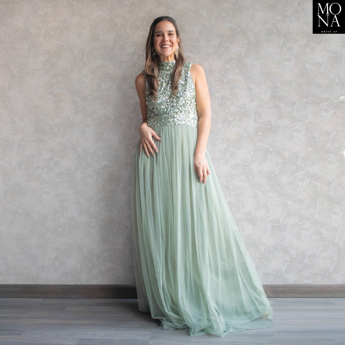 VESTIDO LARGO ARANZAZU VERDE AGUA