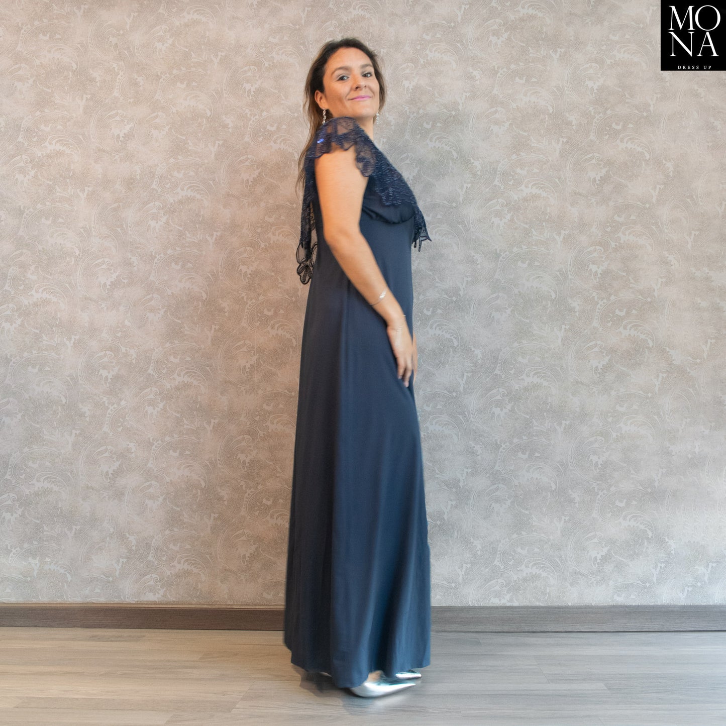 VESTIDO LARGO MACARENA AZUL