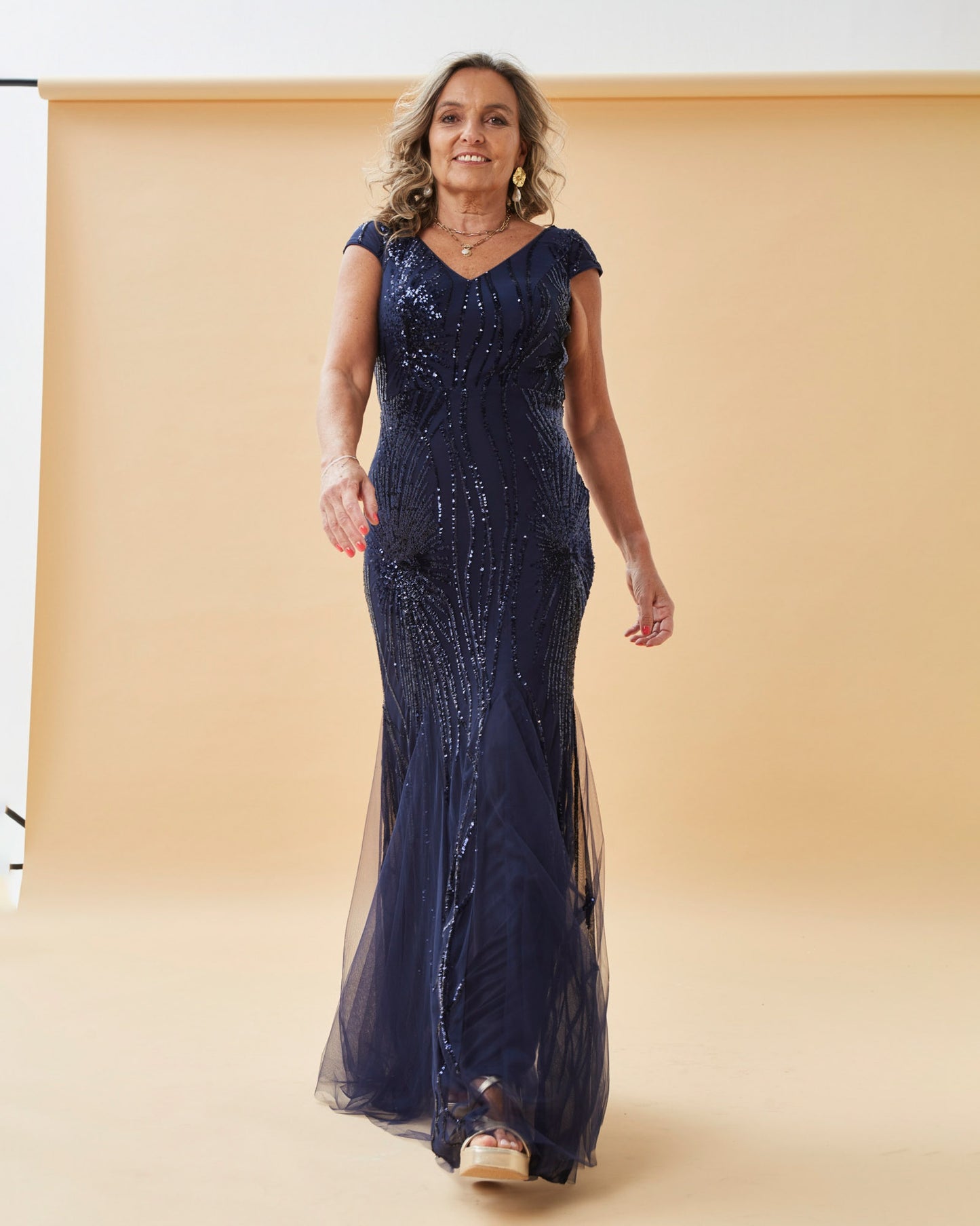 VESTIDO LARGO PAULA AZUL MARINO