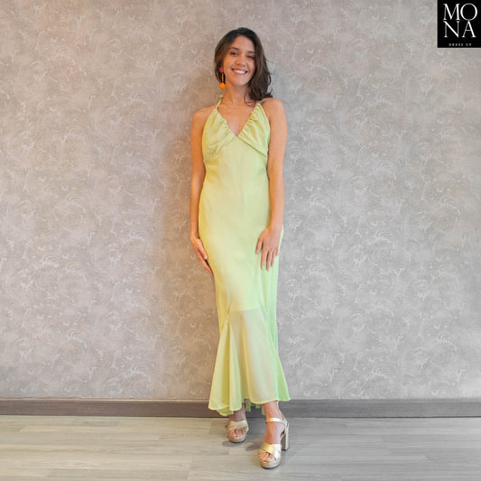 VESTIDO LARGO EMILIANA PISTACHO