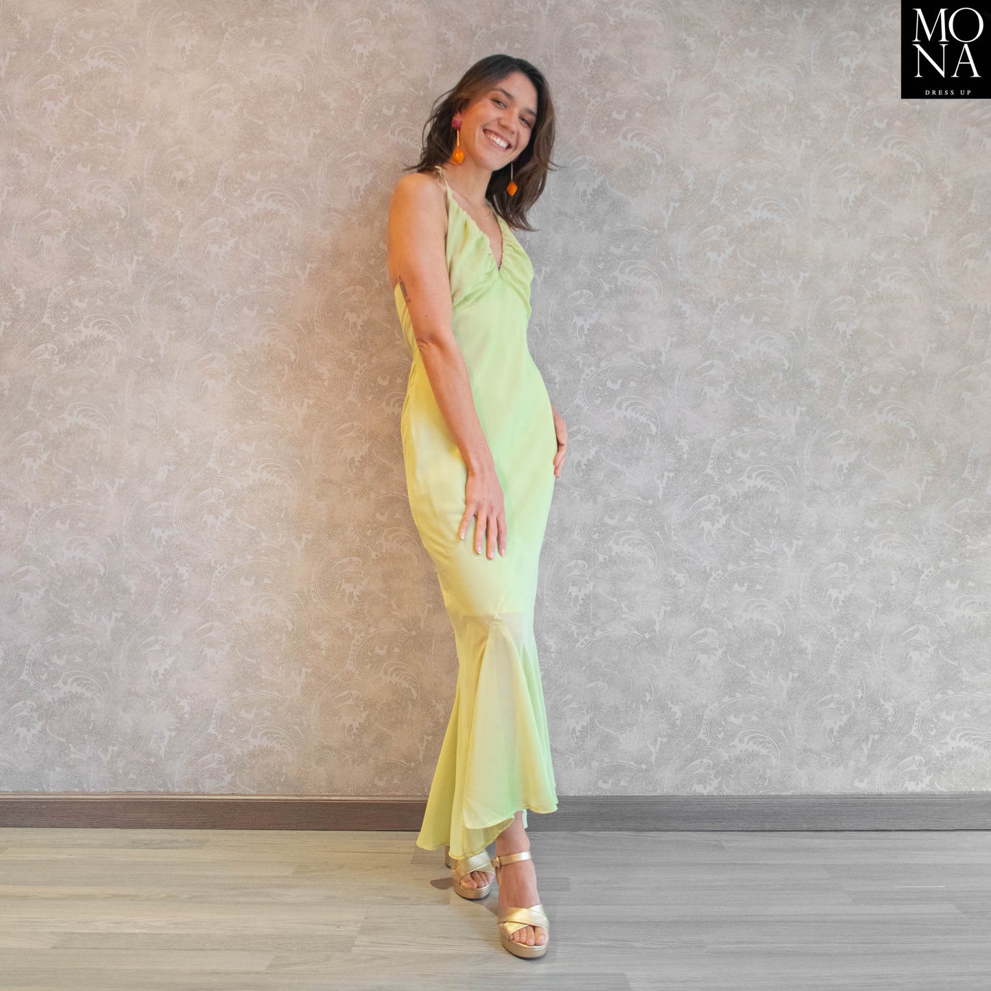 VESTIDO LARGO EMILIANA PISTACHO