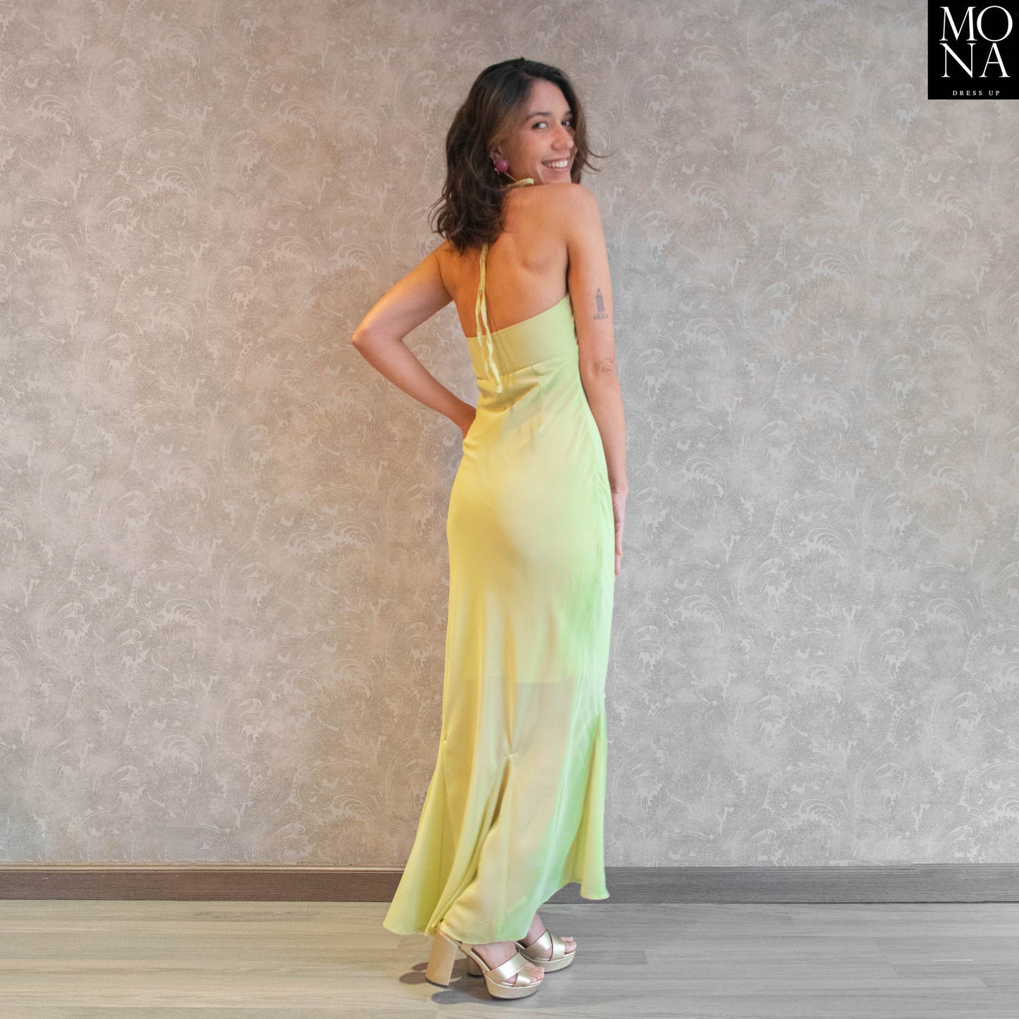 VESTIDO LARGO EMILIANA PISTACHO