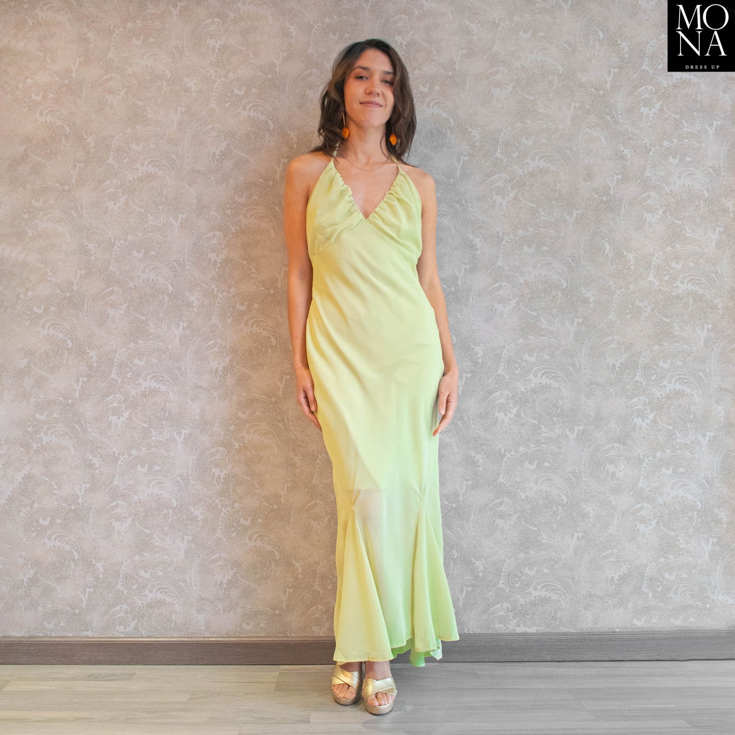 VESTIDO LARGO EMILIANA PISTACHO