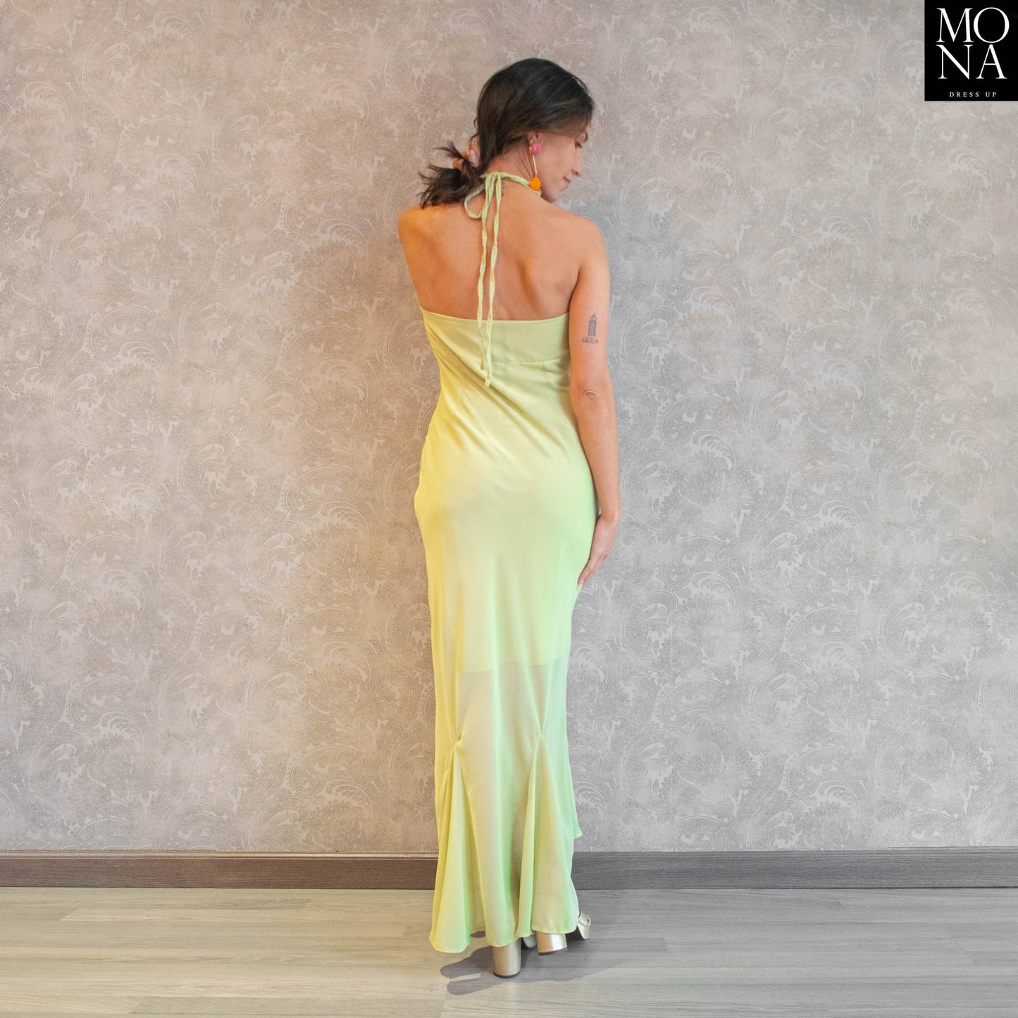 VESTIDO LARGO EMILIANA PISTACHO