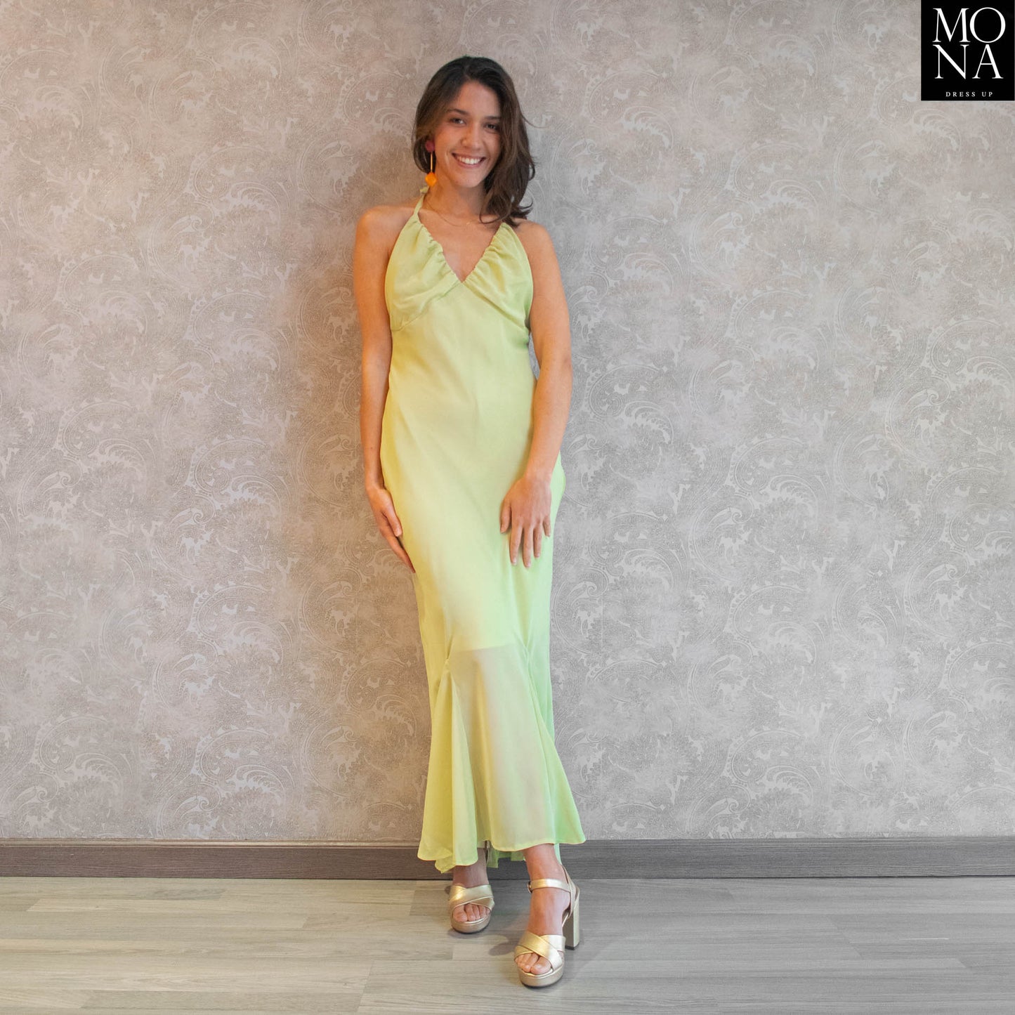 VESTIDO LARGO EMILIANA PISTACHO