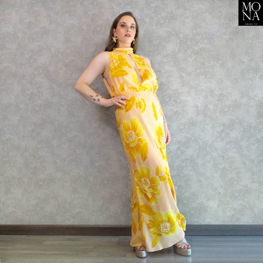 VESTIDO LARGO AZUCENA AMARILLO