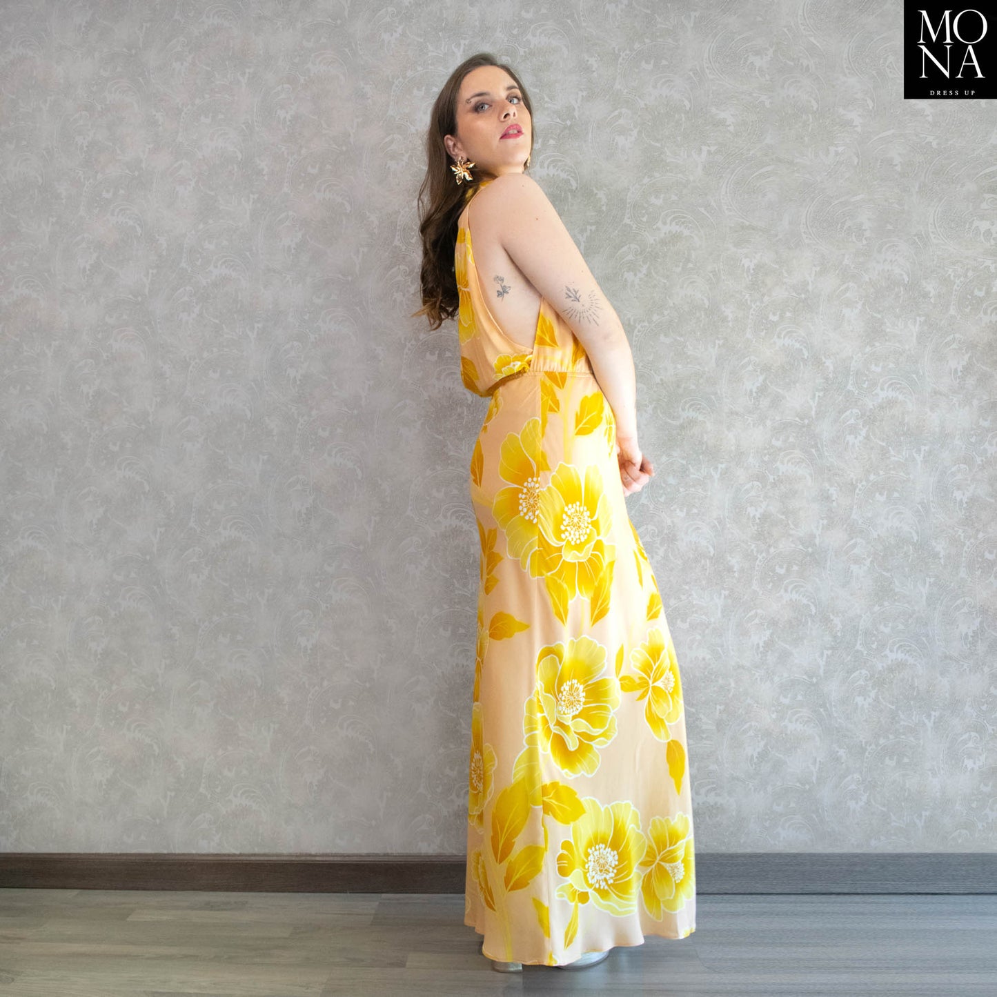 VESTIDO LARGO AZUCENA AMARILLO