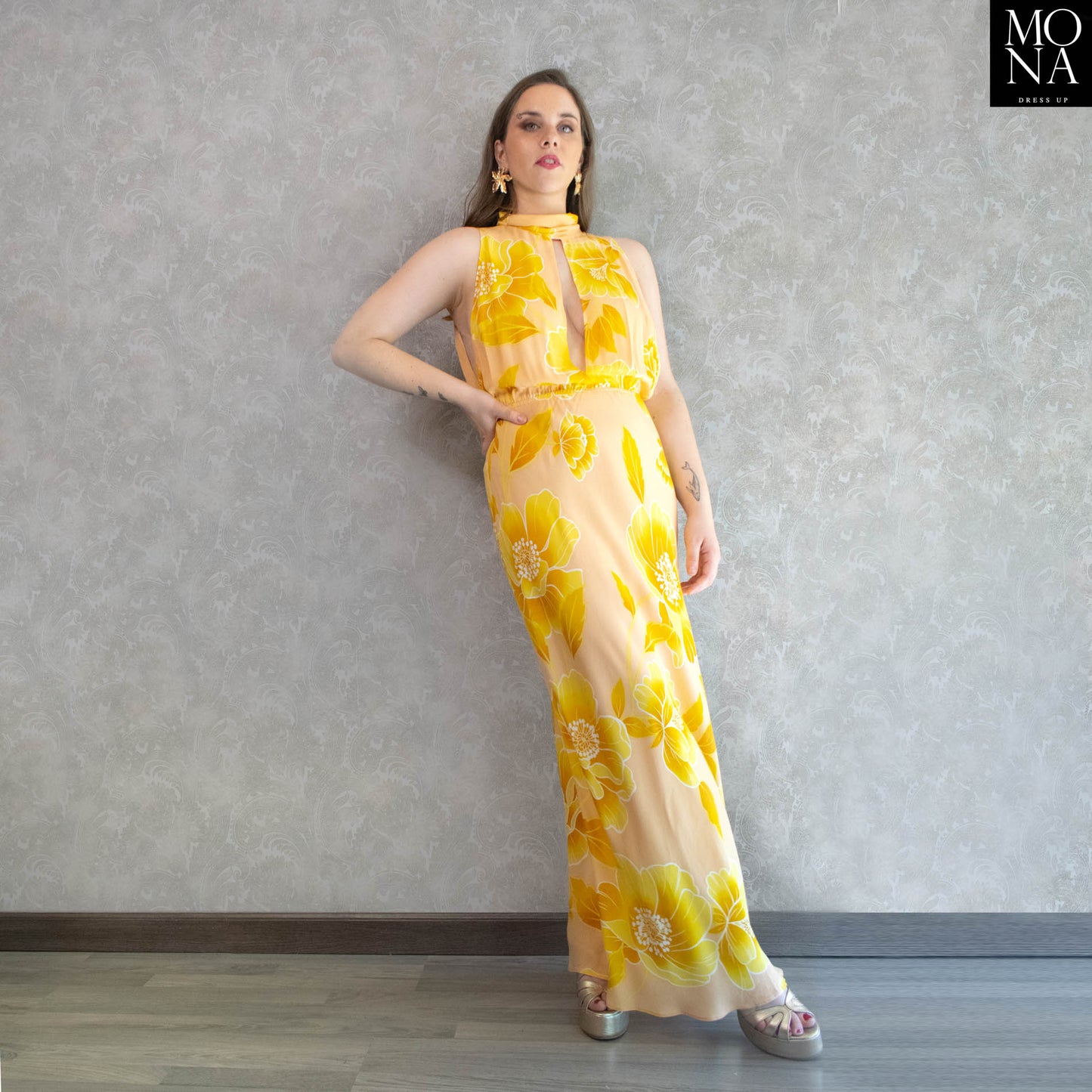 VESTIDO LARGO AZUCENA AMARILLO
