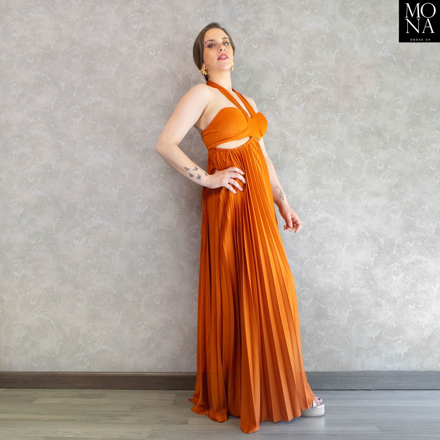 VESTIDO LARGO LOURDES NARANJO