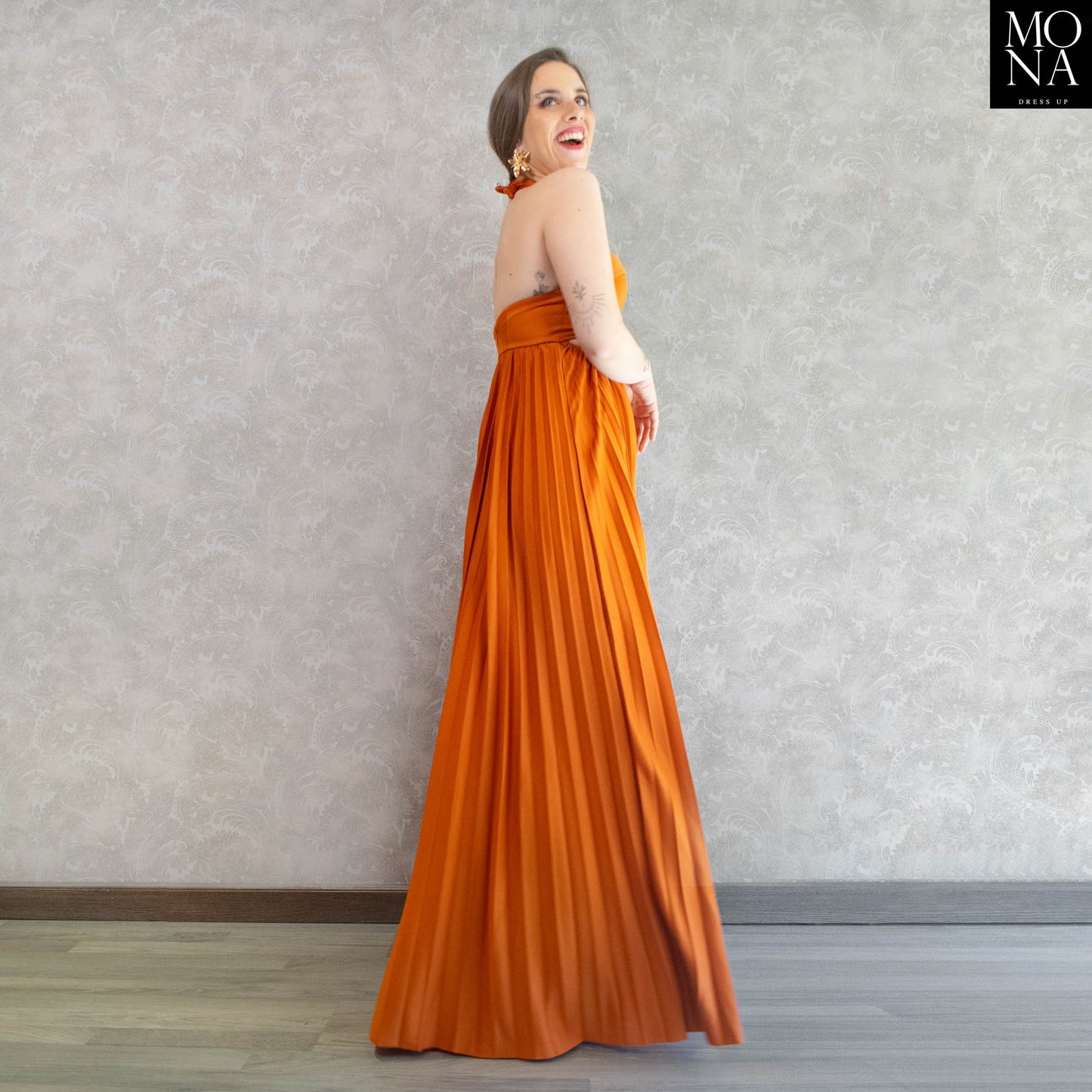 VESTIDO LARGO LOURDES NARANJO