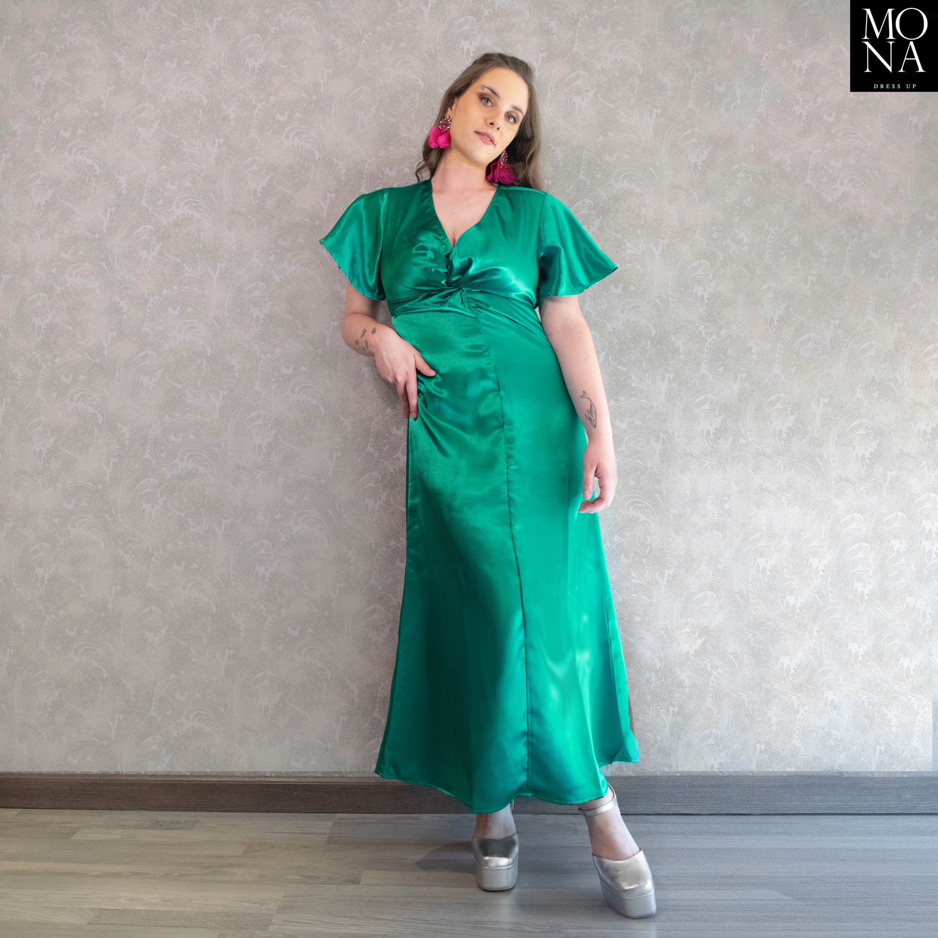 vestido verde largo