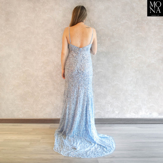 VESTIDO LARGO BERNARDITA CELESTE