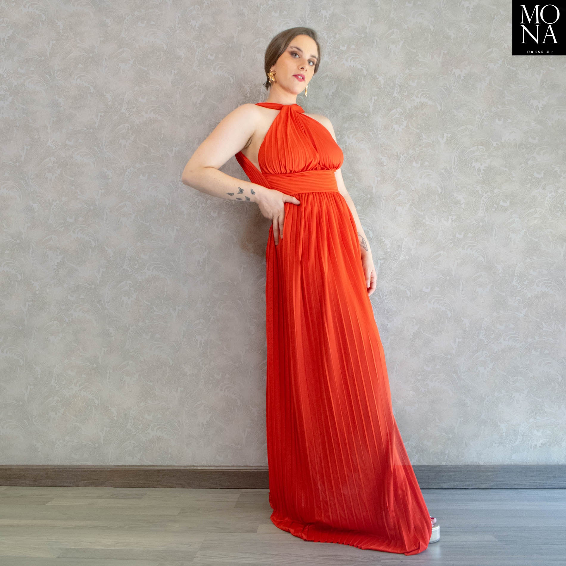 vestido largo rojo sin espalda