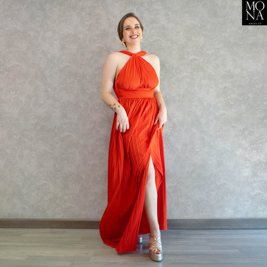 VESTIDO LARGO DOMINGA ROJO