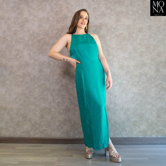 VESTIDO LARGO AMELIA TURQUESA