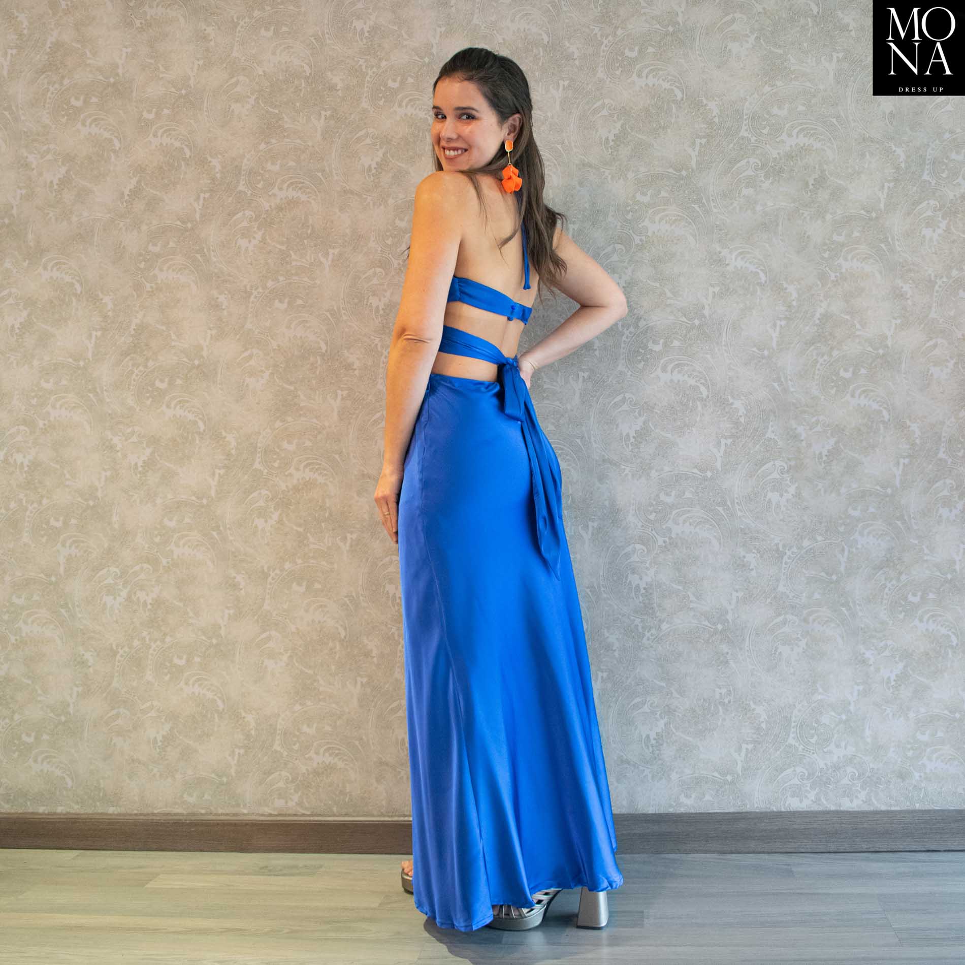 Vestido largo azulino