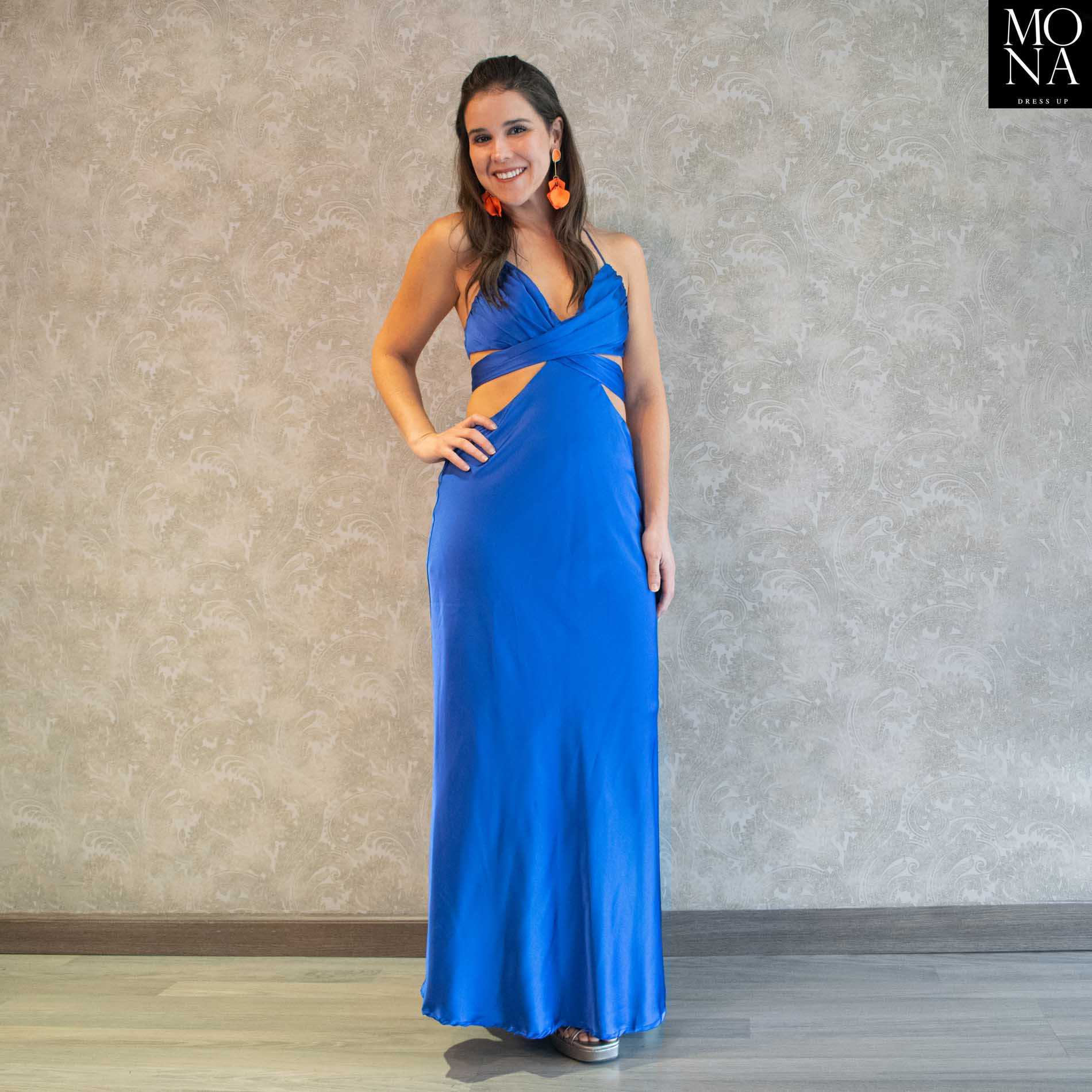Vestido largo azulino