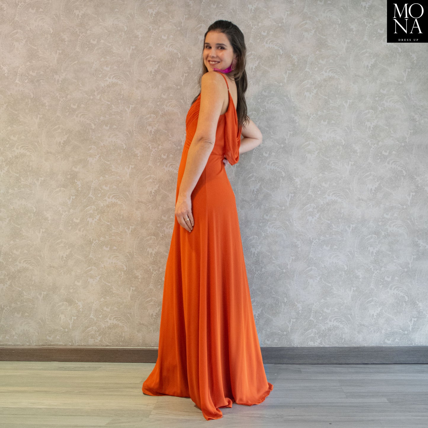 VESTIDO LARGO LIA NARANJO