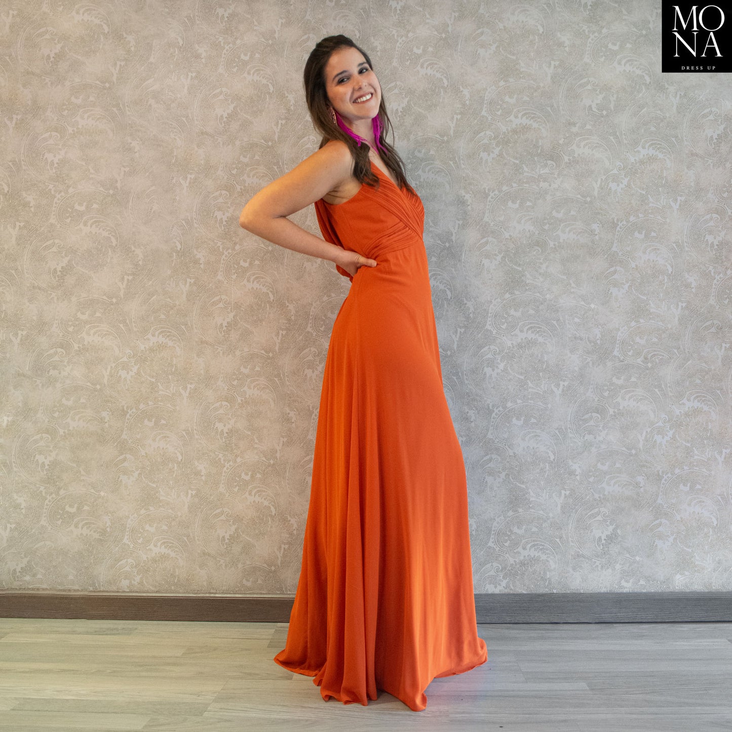 VESTIDO LARGO LIA NARANJO